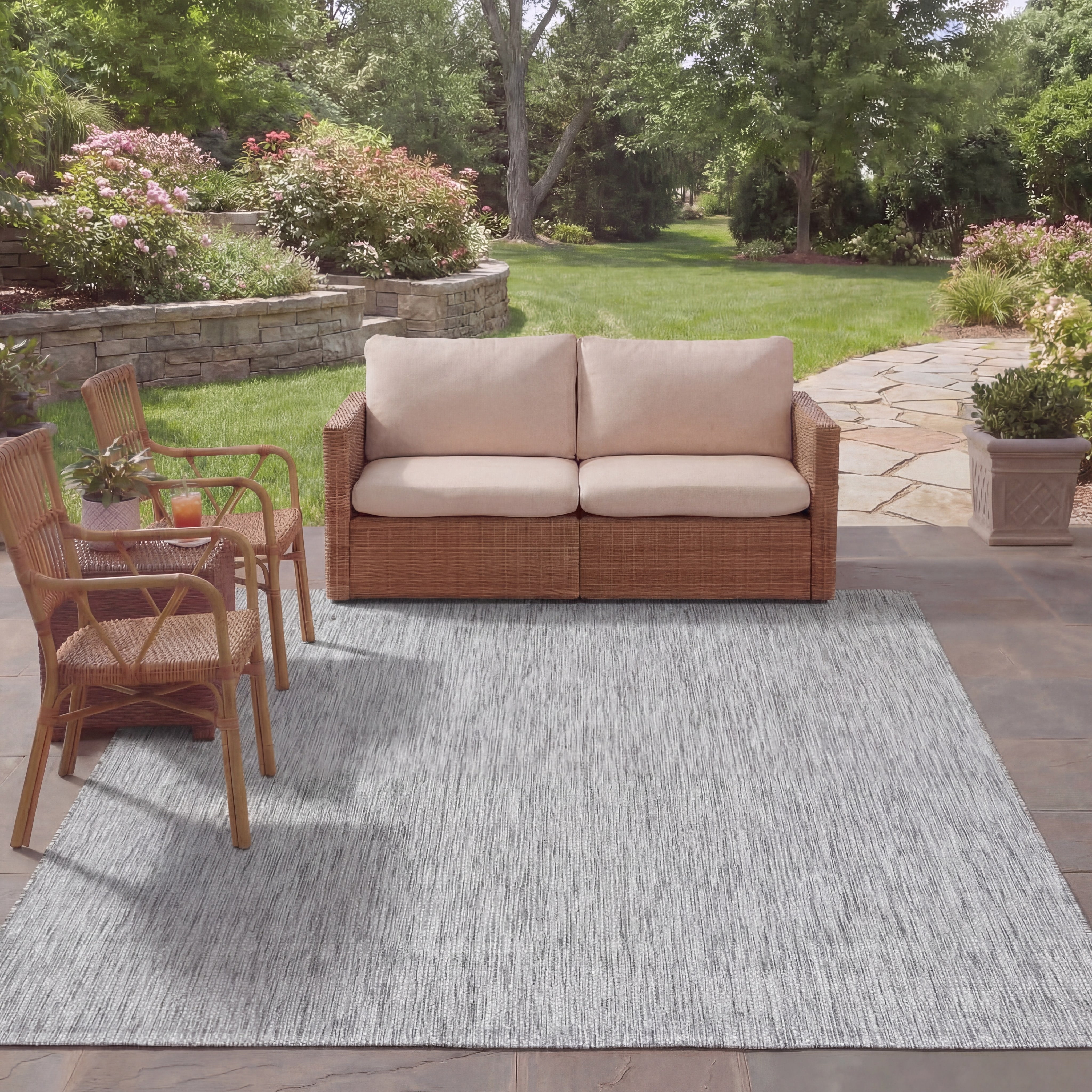 Safavieh Courtyard Emmeline Abstract Indoor/Outdoor Area Rug, Ivory/Dark Gray, 6'7" x 6'7" Square