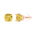 thumbnail image 2 of 1.5 Ct Round Cut Studs Yellow Natural Citrine 18K Rose Solid Solid Gold Everyday Dainty Earrings Screw Back, 2 of 7