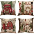 thumbnail image 1 of Xieccx Juego de 4 Fundas de Cojines Decorativas de Lino y algodón Suave para sofá, Dormitorio, Silla, Asiento de Coche, Granja, 45 x 45 cm,, 1 of 5