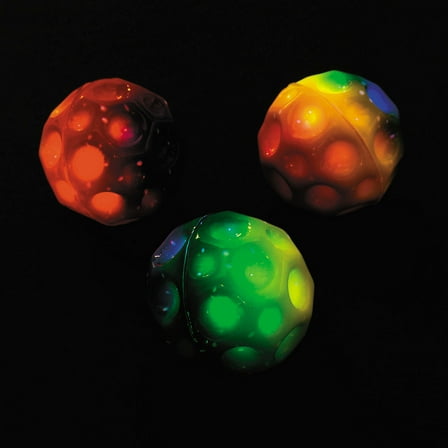 Fun Express 2 3/4" Light-Up Rainbow Color Cratered Surface Hi-Bounce Balls - 12 Pc.