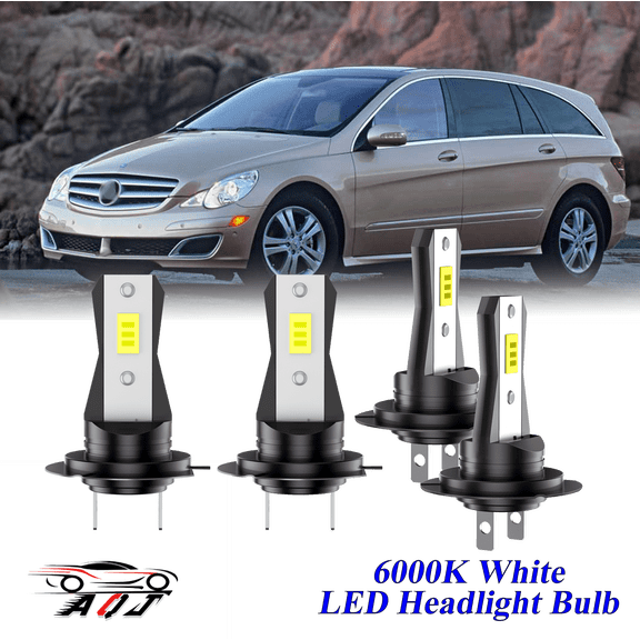 Compatible with Mercedes-Benz R350 2006-2013 LED Headlight KIT High Low Beam Combo Bulbs (Pack of 4) , 6000K White Super Bright, Plug and Play