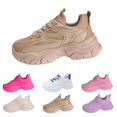 thumbnail image 2 of XIMIN Women Chunky Mesh Sneakers Thick Sole PU Leather Platform Sneakers Shoes Jogging Walking Shoes Fashion Casual Lace-up Walking Shoes with Anti-Slip Sole, 2 of 8