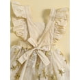thumbnail image 5 of Infant Baby Girls Dress Sequins Stars Square Neck Fly Sleeve Tie-Up Backless Dress Summer Casual Layered Tulle Dress, 5 of 9
