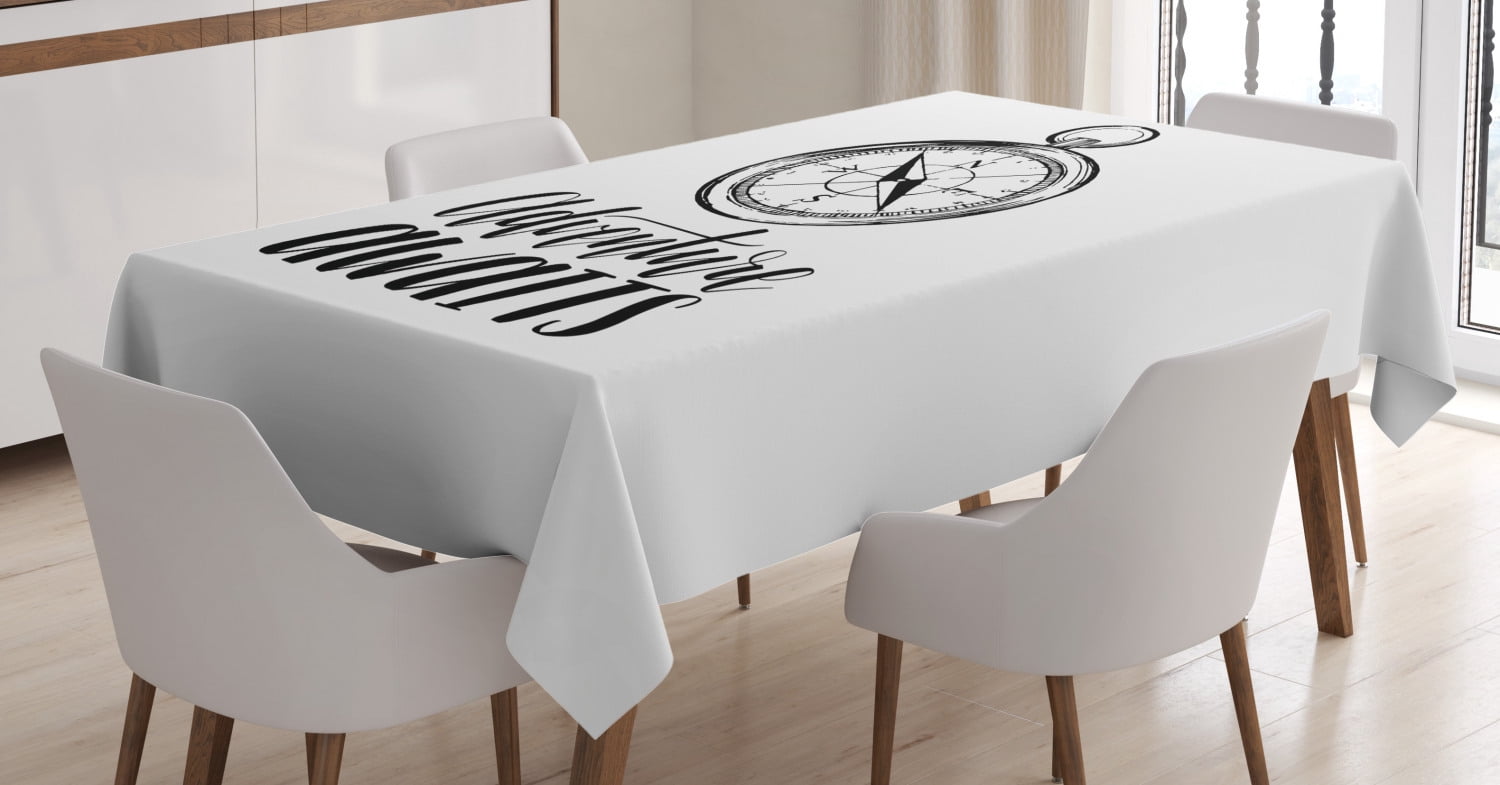 Adventure Awaits Tablecloth, Retro Compass with Motivational Message ...
