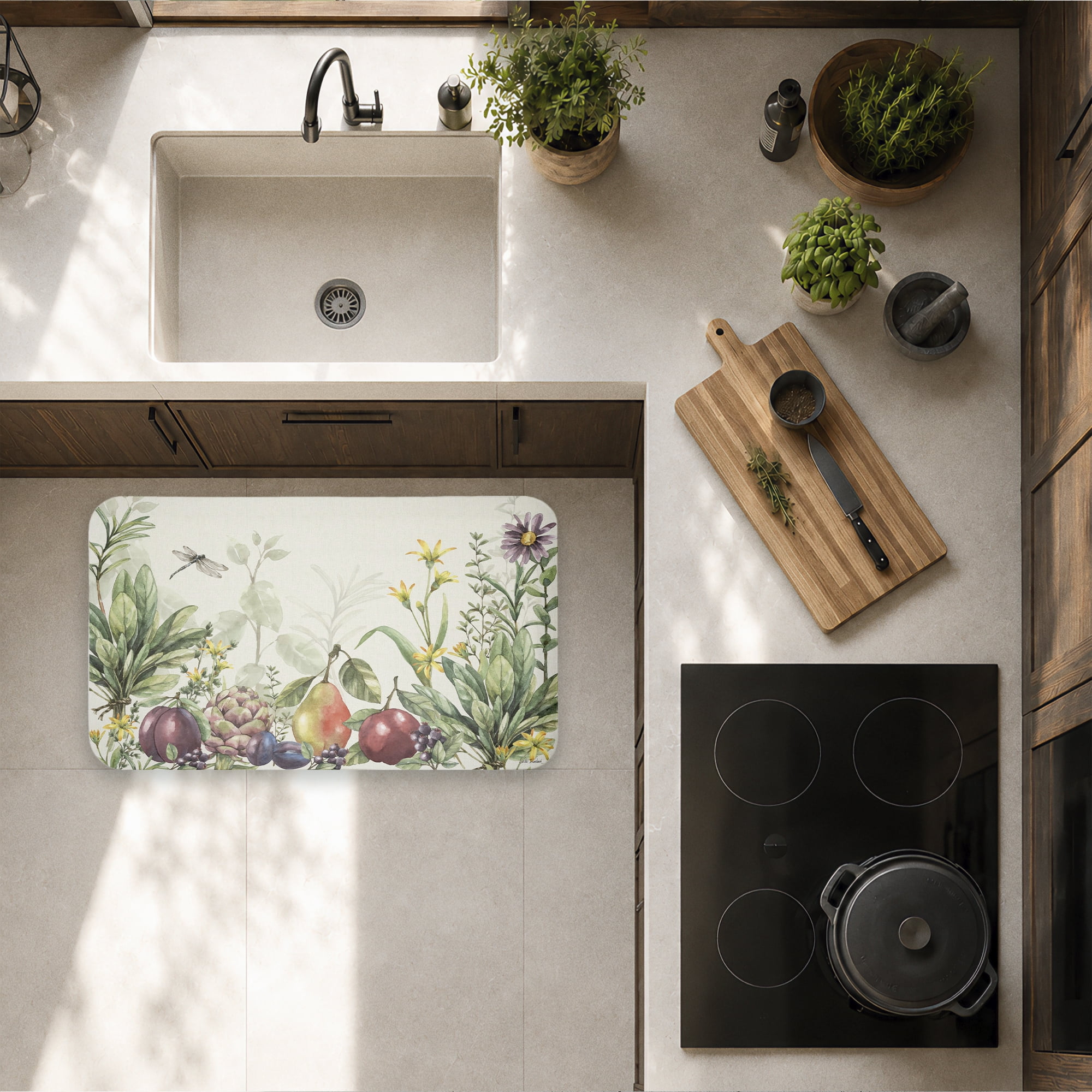 Stupell Industries Illustrated Garden with Dragonfly Printed Anti-Fatigue Floor Mat, design by Leslie Trimbach