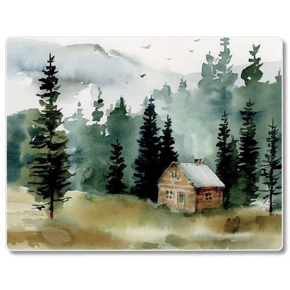 CounterArt Cabin In The Woods 3mm Tempered Glass Cutting Board 10" x 8"