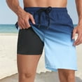 thumbnail image 2 of Mens Board Shorts with liner 5 Inch Breathable Quick Dry Swim Trunks Holiday Beach Lightweight Casual Boxer Shorts Summer Blue L, 2 of 7