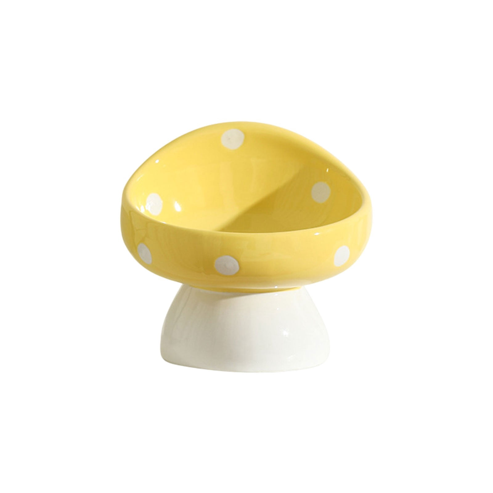 Fmbmuo Non-Slip Cat Bowls Elevated Tilted Ceramics Lightweight Dog Bowls, Whisker-Friendly Modern Yellow Portable Pet Bowls, Indoor/Outdoor Use