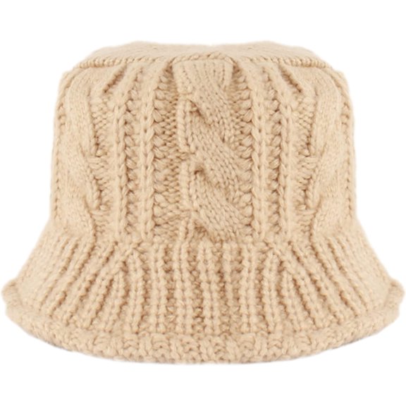 AKcxy Women Winter Bucket Hat Solid Color Knit Bucket Hat Crochet Fisherman Cap