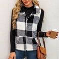thumbnail image 6 of Cavosen Vest for Women Sleeveless Stand Collar Fleece Vest with Pocket Zipper Hooded Plaid Loose Jacket Windproof Warm Versatile Outerwear, 6 of 7