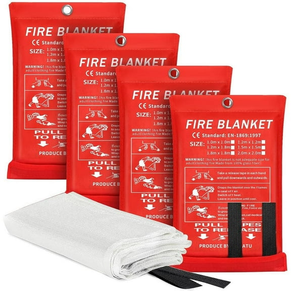 Afoxsos 40 in. x 40 in. Emergency Fire Blanket – Fire Suppression & Flame Retardant Safety Blanket (White, 4-Pack)