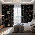 thumbnail image 2 of Black Christmas Blackout Curtains for Bedroom/Living Room, Pinch Pleated Black Out Curtains, Winters Colorful Snowflakes Patterned Room Darkening Window Drapes with Hooks 2 Panels, 39"x70", 2 of 8