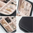 thumbnail image 5 of DEELLEEO Travel Jewelry Organizer,Mini Portable Jewelry Box,Leather Jewellery Ring Organizer Case Storage for Rings Earrings & Necklace for Women Girls,Black, 5 of 9