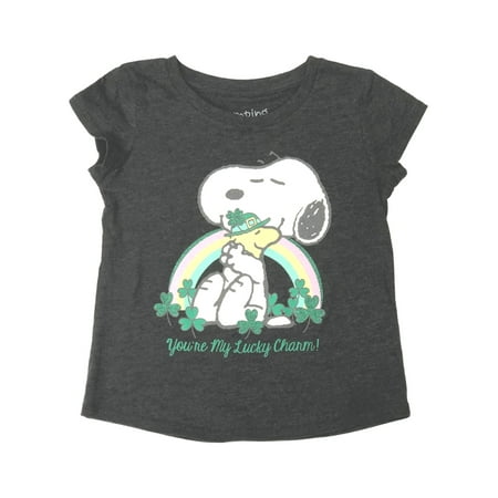 

Jumping Beans Peanuts Toddler Girls Gray Snoopy Lucky Charm T-Shirt Tee Shirt 5T