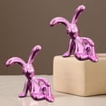 thumbnail image 4 of Halons Metallic Rabbit Figurine - Resin Rabbit Ornament, Electroplated Pink, Modern Home Decor Rabbit for Entryway/TV Cabinet/Bar, Easter Decor Accent (2.36x1.65x1.18in), 4 of 7