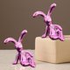 thumbnail image 4 of Figura de conejo sentado | Acabado metálico galvanizado | Decoración de conejo rosa de orejas largas para Pascua, sala de estar, mueble de TV y entrada | Adorno y regalo de resina para el hogar, 4 of 7