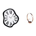 thumbnail image 1 of Reloj De Pared Acrílico Con Diseño Creativo De Fusión Distorsionada, Ideal Para Escritorio. Incluye Organizador Y Estante De Almacenamiento Con Soporte Metálico Para Botellas De Vino., 1 of 8