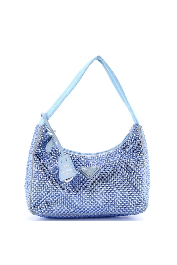 Pre-Owned Re-Edition 2000 Hobo Crystal Embellished Satin Mini By Rebag