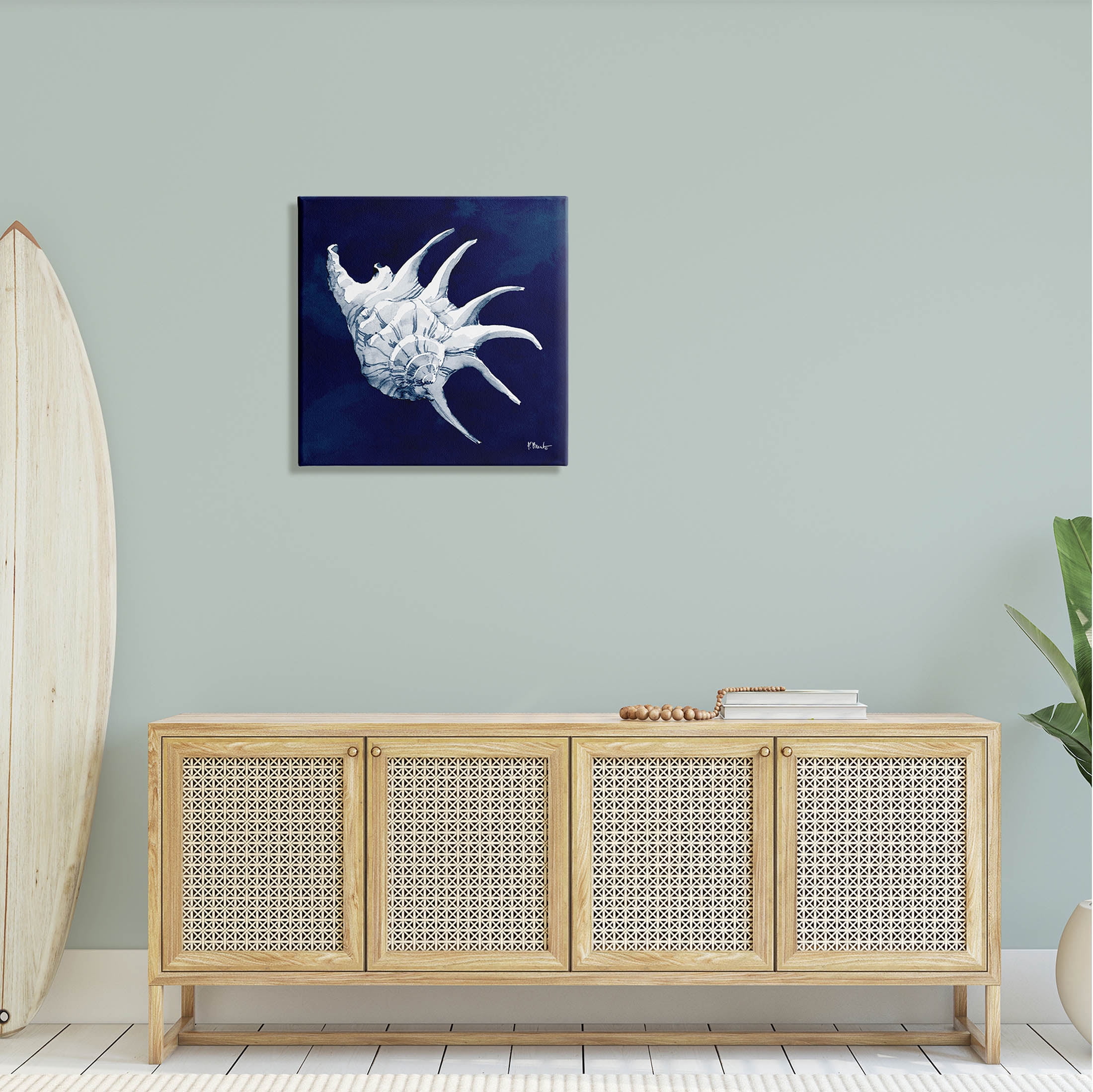 Stupell Industries Cyanotype Shells Traditional Conch Graphic Art Gallery Wrapped Canvas Print Wall Art, Design by Paul Brent