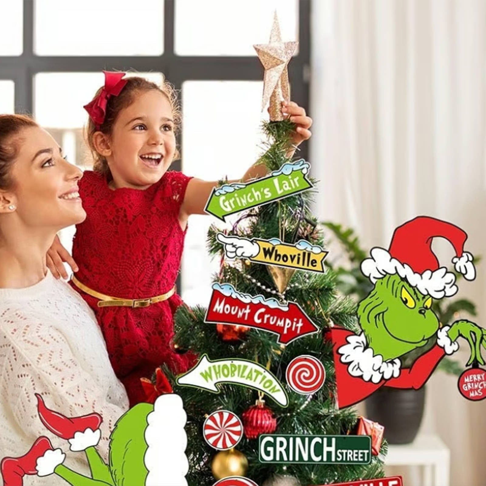 Red Grinch Hat Tree Topper Santa Hat Christmas Tree Topper Grinch