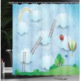 thumbnail image 3 of Ambesonne Dream Shower Curtain, Clouds Ladders Rainbow Art, 69"Wx75"L, Pale Cadet Blue Green, 3 of 4