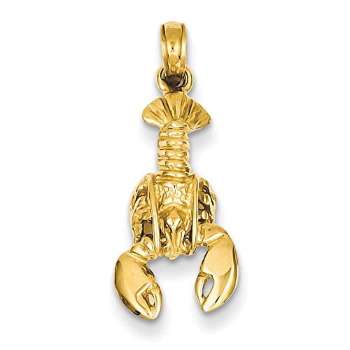 14K Yellow Gold Lobster Charm Pendant by Crabs & Lobsters Charms
