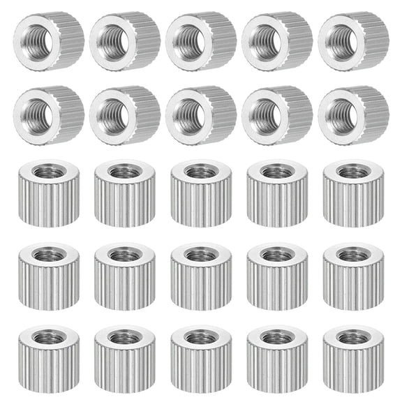 M5 Knurled Thumb Nuts, 25pcs Nickel Plated Flat Head Through Hole Round Knob Fasteners Screw Cap for 3D Printer Parts, D10mm x H8mm