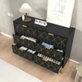 thumbnail image 3 of 33.7"H Wooden Gold Lines Dressers Chest of drawers 3 Layers 6 Drawers for Bedroom, Entryway, Dressingroom,Black, 3 of 6