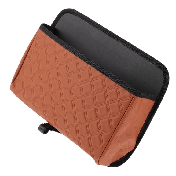 Unique Bargains Auto Trash Can With Lanyard Hanging Front Rear Seats Trash Bin 1 Pc Brown