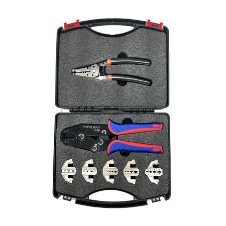 

Docooler Quick Change Crimping Tool Kit with Box Multifunction Ratcheting Wire Stripper Cable Terminal Crimper Pliers for Ferrule/ Nylon/ Insulated/ Non-insulated Terminals Heat Shrink Connectors I
