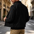 thumbnail image 6 of Men's Full Zip Jackets Fashion Patchwork Lapel Collar Coat Fall Long Sleeve No Hood Outerwear with Zip Pockets, 6 of 8