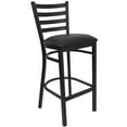 thumbnail image 2 of BizChair Black Ladder Back Metal Restaurant Barstool - Walnut Wood Seat, 2 of 11