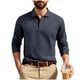 thumbnail image 2 of Blusa y camisa de manga larga con cuello vuelto para hombre, color liso, informal, con botones, cárdigan de media manga, top de solapa de manga larga, blusas de poliéster para hombre, 2 of 9