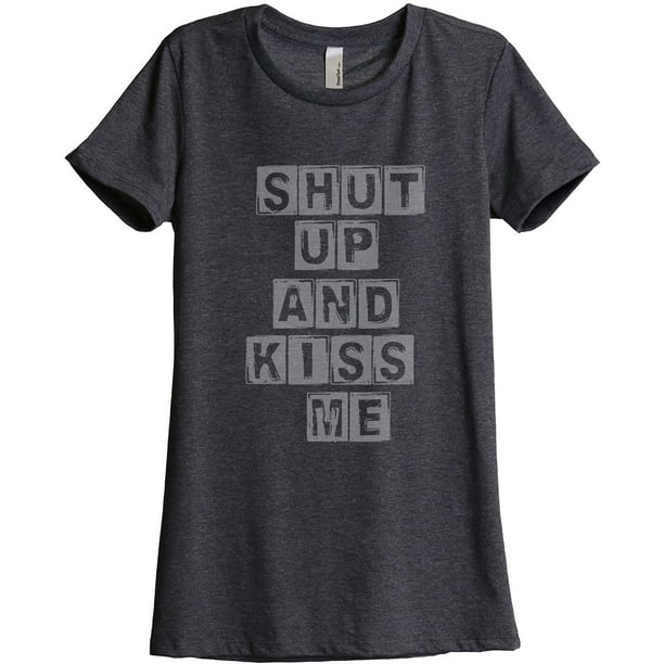 Kiss Me Womens Relaxed T-Shirt Tee Charcoal Grey 