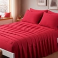 thumbnail image 4 of Aisbo King Size Comforter Set 7 Piece, Red Bed in a Bag King, Soft Bedding Set with Fluffy Down Alternative Seersucker Comforter, Sheets, Pillowcases & Shams., 4 of 10