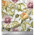 thumbnail image 1 of Soimoi Cotton Duck Fabric Leaves & Rose Flower Printed Craft Fabric by The Yard 42 Inch Wide, 1 of 1
