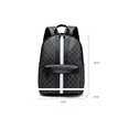 thumbnail image 5 of Mochila Casual De Cuero Suave de Hombre Escolar/viaje /negocio negro cuadras rallas blanco azul, 5 of 5
