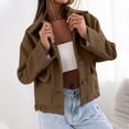 thumbnail image 2 of GuangCheng Womens Jackets Casual Loose Lapel Fake Pocket Cardigan Long Sleeve Hoodless Casual Woolen Warm Coats, 2 of 6