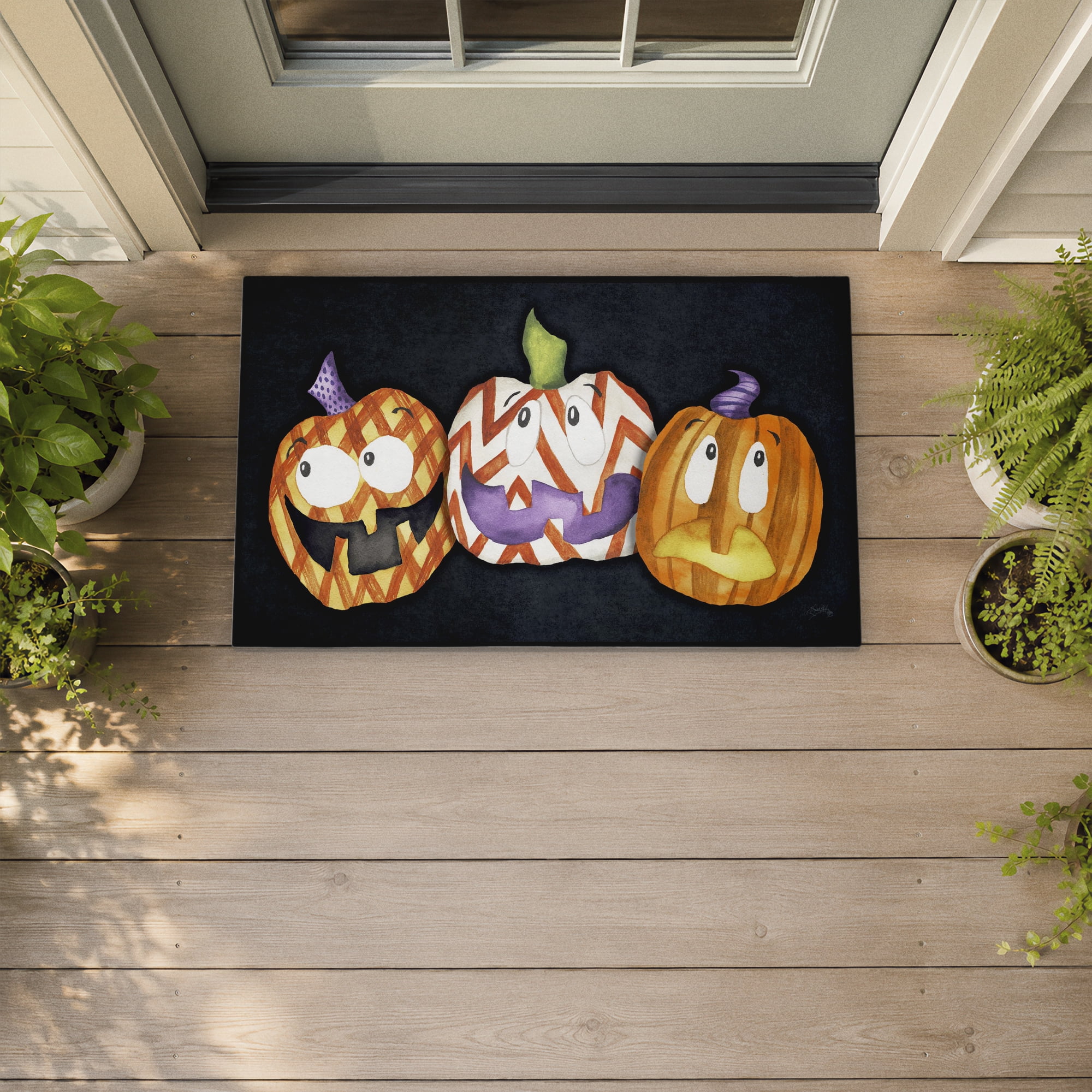 Stupell Industries Three Patterned Pumpkins Printed Outdoor Door Floor Mat, design by Elizabeth Medley