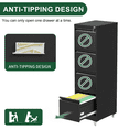 thumbnail image 5 of Hassch 4 Drawer File Cabinet with Lock and Wheels, Metal File Cabinet, Home Office Cabinet for Letter Legal A4 File Size, Black, 5 of 11
