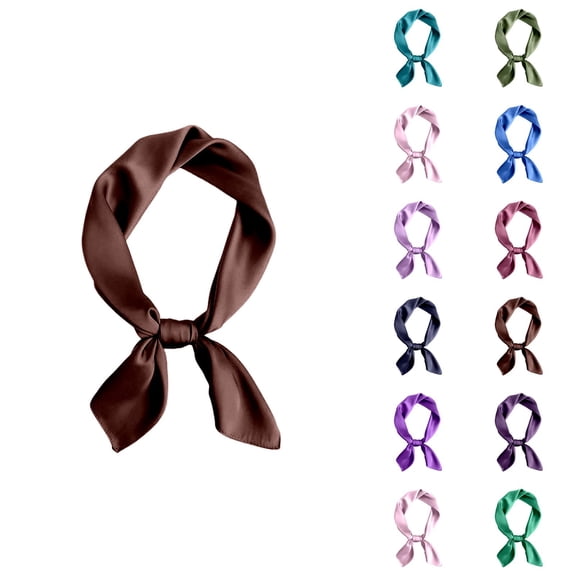Elegant Solid Color Square Silk Scarf, 100% Mulberry Silk 25.6 x 25.6 Women Men Natural Neckerchief for Hair, Korean Minimalist Fashion Summer Headscarf