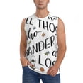 thumbnail image 2 of Fotbe Men's Not All Those Who Wander Are Lost 3 Print Men's Sleeveless Muscle Tank Tops Casual T-Shirts for Gym Workout Beach-X-Large, 2 of 8