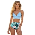 thumbnail image 5 of Family Matching Swimsuits Floral Mommy and Me Tummy Control Bikini Set Dad Son Swim Trunks Swimwear, 5 of 6