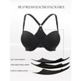 thumbnail image 5 of YANDW Women's Racerback Push Up Bra Front Closure Padded T-Shirt Bras Seamless Underwire Add Cup, Black 36C, 5 of 6