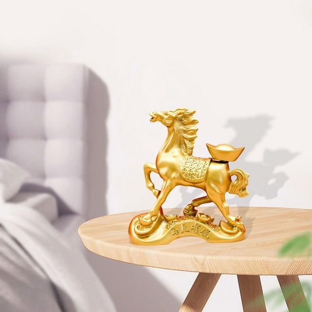 Estatua de caballo del zodíaco Feng Shui, año Nuevo chino 2026, decoración de escritorio, escultura, figura para entrada, sala de estar, dormitorio. Lingote