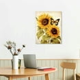 thumbnail image 2 of JEUXUS  Vintage Sunflower Wall Art Decor Sunflowers Canvas Pictures Butterfly Artwork Shabby Chic Rustic Painting Botanical Prints for Bathroom Bedroom Living Room Ready to Hang, 2 of 4