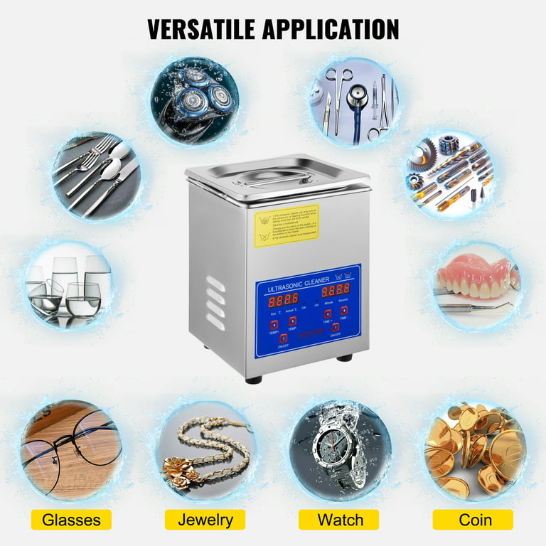 Stainless Steel Ultrasonic Cleaner Jewelry Watch Glasses Coin Cleaning  Machine