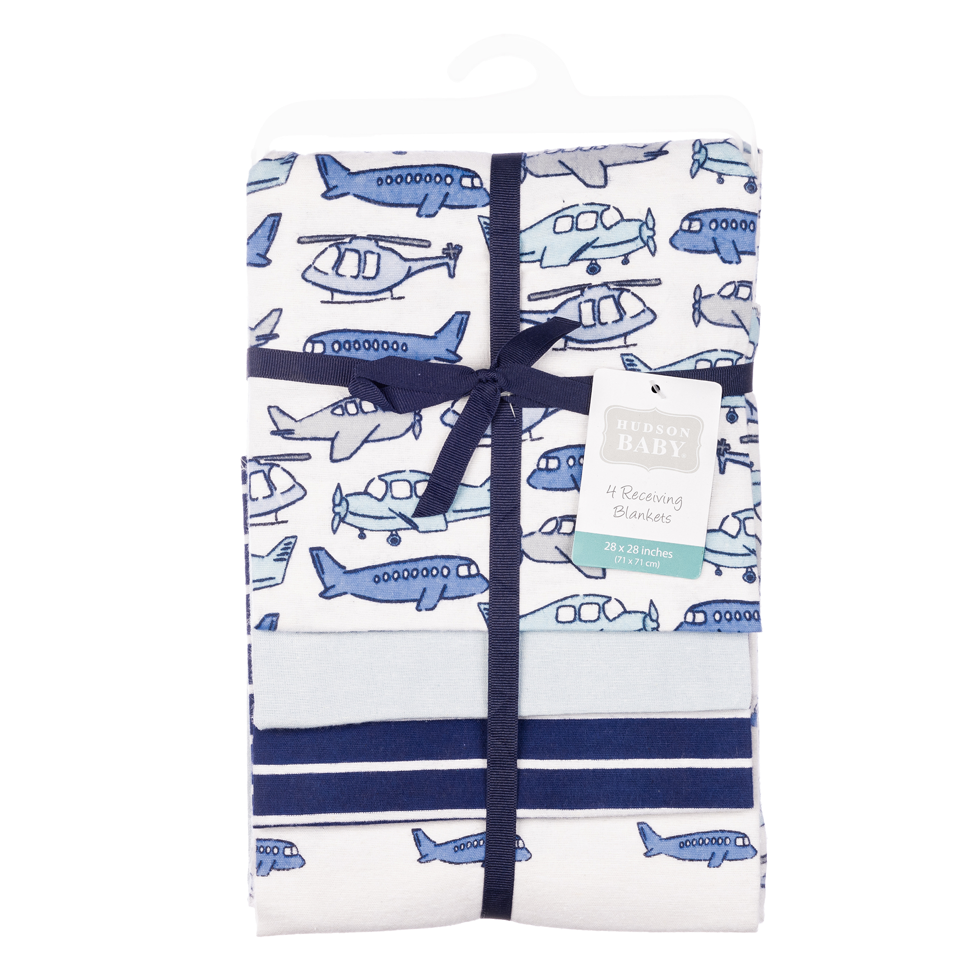Hudson Baby Unisex Baby Cotton Poly Flannel Receiving Blankets, Born To Fly 4-Pack, One Size