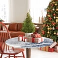 thumbnail image 4 of Round Fitted Tablecloths with Elastic Edge Winter Christmas Blue Tree Waterproof Table Cover for Kitchen Dining Party Decor,45" - 54", 4 of 9