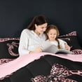 thumbnail image 5 of meiyoeat Cheetah Pattern Monogrammed C 7-Piece Twin Bedding Sets For Kids,Pink Leopard Print Bow Bedding Comforter Set For Girls,pink Reversible, 5 of 7